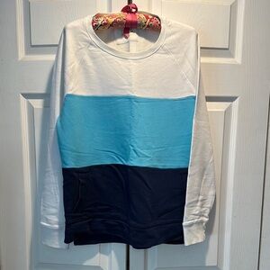 EUC Lilly Pulitzer Luxletic Colorblock Shirt - White, Blue, and Navy L